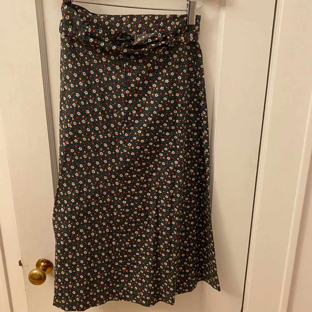 Tie-Belt Vintage Flower Skirt
